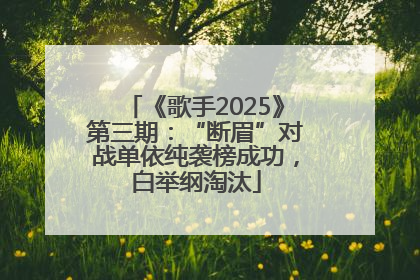 《歌手2025》第三期：“断眉”对战单依纯袭榜成功，白举纲淘汰