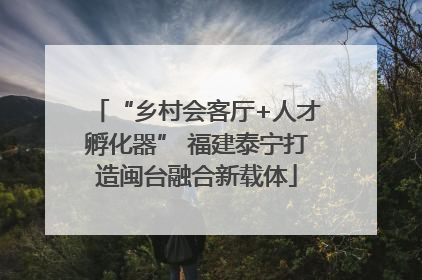 “乡村会客厅+人才孵化器” 福建泰宁打造闽台融合新载体