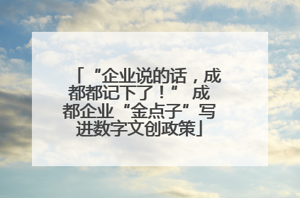 “企业说的话，成都都记下了！” 成都企业“金点子”写进数字文创政策