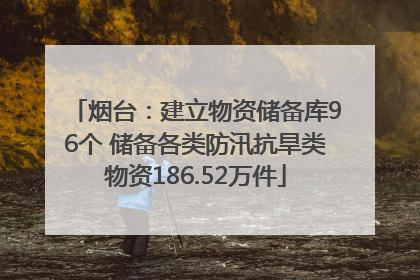 烟台：建立物资储备库96个 储备各类防汛抗旱类物资186.52万件