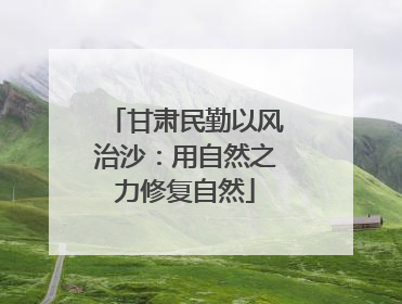 甘肃民勤以风治沙：用自然之力修复自然