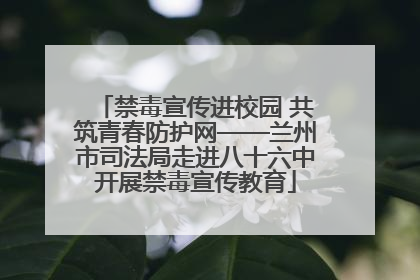 禁毒宣传进校园 共筑青春防护网——兰州市司法局走进八十六中开展禁毒宣传教育