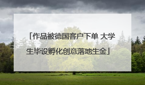 作品被德国客户下单 大学生毕设孵化创意落地生金