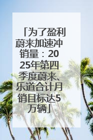为了盈利蔚来加速冲销量：2025年第四季度蔚来、乐道合计月销目标达5万辆