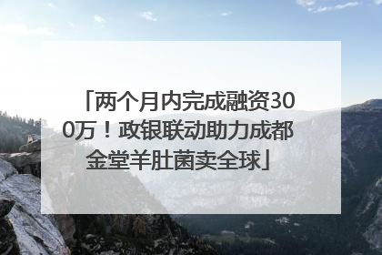 两个月内完成融资300万！政银联动助力成都金堂羊肚菌卖全球