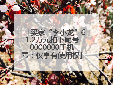 买家“李小龙”61.2万元拍下尾号0000000手机号：仅享有使用权