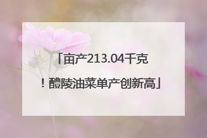 亩产213.04千克！醴陵油菜单产创新高