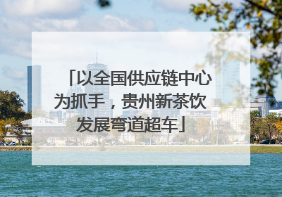 以全国供应链中心为抓手，贵州新茶饮发展弯道超车