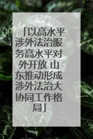 以高水平涉外法治服务高水平对外开放 山东推动形成涉外法治大协同工作格局