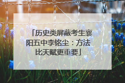 历史类屏蔽考生襄阳五中李铭尘：方法比天赋更重要