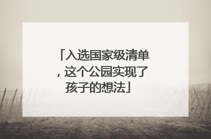 入选国家级清单，这个公园实现了孩子的想法