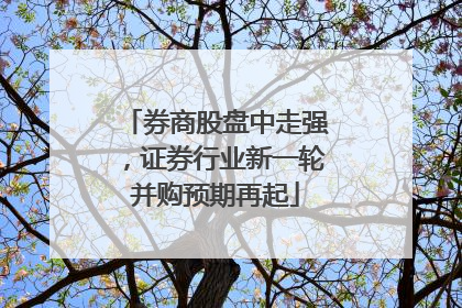 券商股盘中走强，证券行业新一轮并购预期再起