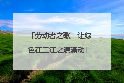 劳动者之歌｜让绿色在三江之源涌动
