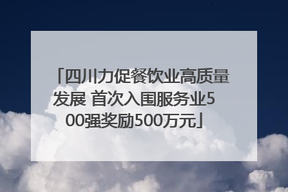 四川力促餐饮业高质量发展 首次入围服务业500强奖励500万元