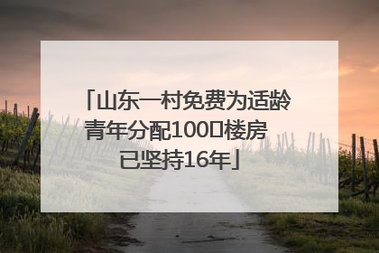 山东一村免费为适龄青年分配100㎡楼房 已坚持16年