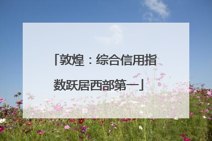 敦煌：综合信用指数跃居西部第一
