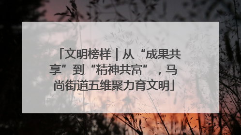 文明榜样｜从“成果共享”到“精神共富”，马尚街道五维聚力育文明