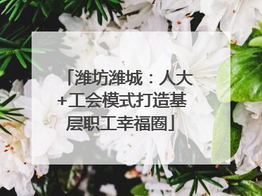 潍坊潍城：人大+工会模式打造基层职工幸福圈