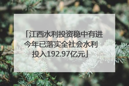 江西水利投资稳中有进 今年已落实全社会水利投入192.97亿元
