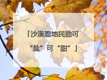 沙漠腹地民勤可“盐”可“甜”