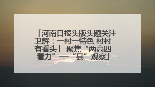 河南日报头版头题关注卫辉：一村一特色 村村有看头 ︳聚焦“两高四着力”·一“县”观察