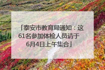 泰安市教育局通知：这61名参加体检人员请于6月4日上午集合