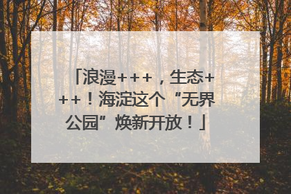 浪漫+++，生态+++！海淀这个“无界公园”焕新开放！