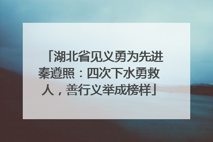 湖北省见义勇为先进秦遵照：四次下水勇救人，善行义举成榜样