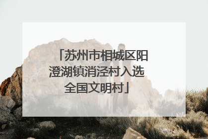 苏州市相城区阳澄湖镇消泾村入选全国文明村