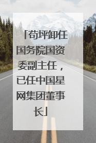 苟坪卸任国务院国资委副主任，已任中国星网集团董事长
