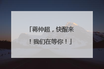 蒋仲超，快醒来！我们在等你！