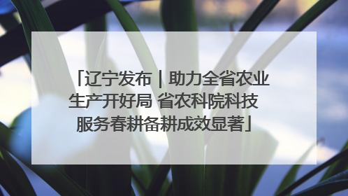 辽宁发布｜助力全省农业生产开好局 省农科院科技服务春耕备耕成效显著