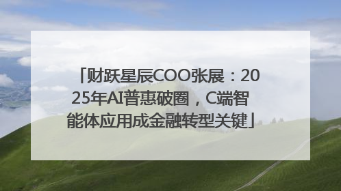 财跃星辰COO张展：2025年AI普惠破圈，C端智能体应用成金融转型关键