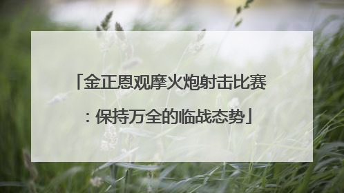 金正恩观摩火炮射击比赛：保持万全的临战态势