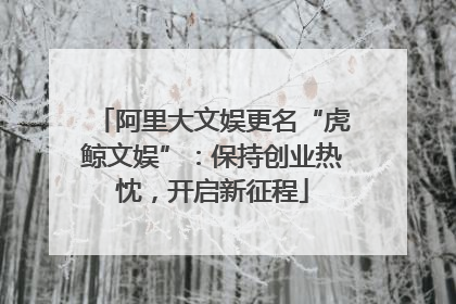 阿里大文娱更名“虎鲸文娱”：保持创业热忱，开启新征程