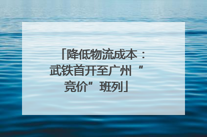 降低物流成本：武铁首开至广州“竞价”班列
